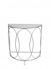 Κονσόλα Μεταλλική Οβάλ Ασημί Με Τζάμι Καθρέπτη 75x37,5x81εκ. Zen Collection 25.54.52041