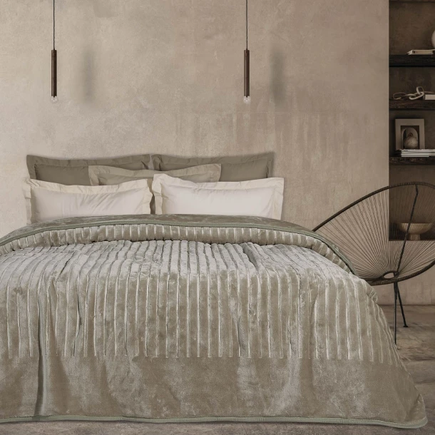 Κουβέρτα Βελουτέ Μονόχρωμη Υπέρδιπλη 220x240εκ. Blankets 1350 Taupe Das Home