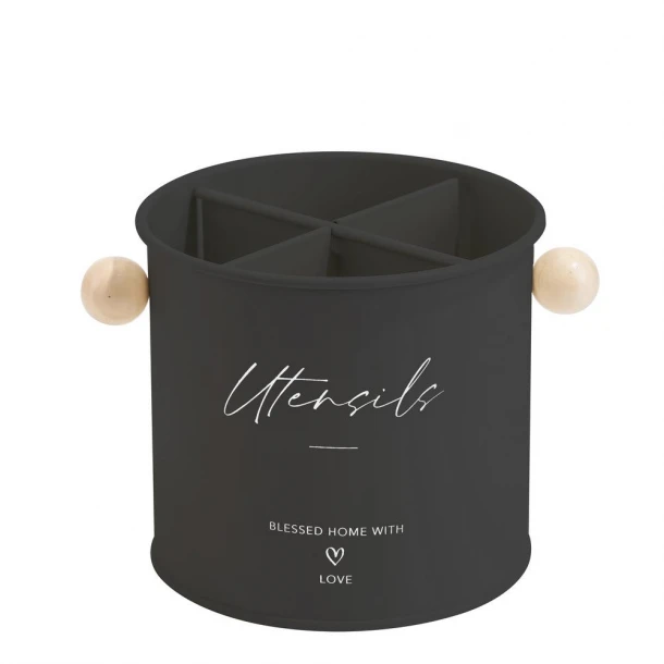 Κουταλοθήκη Με 4 Χωρίσματα Μεταλλική Μαύρη Φ13,5x13εκ. Oriana Ferrelli CLG700814BK