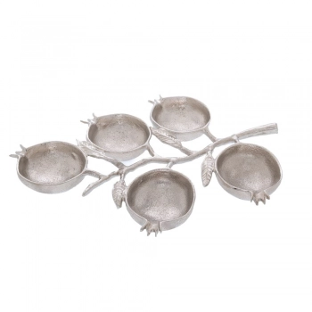 Διακοσμητικός Δίσκος Ρόδι Αλουμινίου Ασημί 37x26x4εκ. iliadis 86779