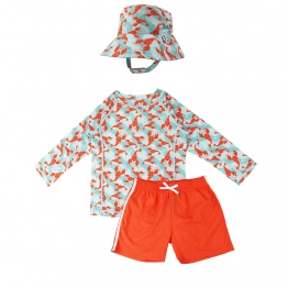 Σετ Μαγιό Με Bucket Καπέλο Και Μπλούζα UV 12-24μηνών Lobster Zoocchini ZOO16019
