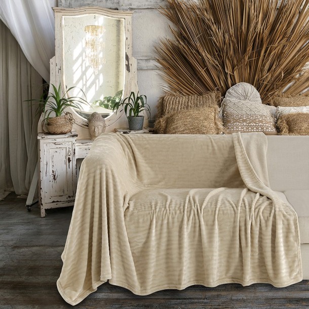 Ριχτάρι Flannel Πολυθρόνας 130x170εκ. Enzo Beige Melinen 20003801
