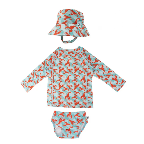 Σετ Μαγιό Πάνα Με Καπέλο Και Μπλούζα UV 6-12μηνών Lobster Zoocchini ZOO16023