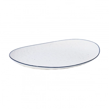 Πιάτο Ρηχό Φαγητού Πορσελάνης Λευκό-Μπλε 28x24,3x3,3εκ. Pebbles Estia 07-37130