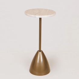 Τραπεζάκι Βοηθητικό Μεταλλικό Χρυσό-Λευκό 35x35x52εκ. ESTHETI 750-39560