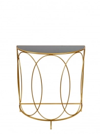 Κονσόλα Οβάλ Μεταλλική Με Τζάμι Χρυσή-Μαύρη 75x37,5x81εκ. Zen Collection 25.54.52040