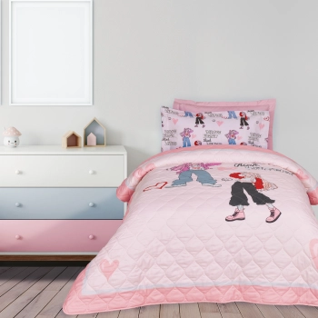 Κουβερλί Microfiber Μονό 160x220εκ. Kid Line 4940 Ροζ-Γκρι Das Kids