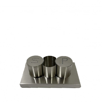 Σετ Αλατοπίπερο Με Θέση Για Οδοντογλυφίδες Ανοξείδωτο Ασημί ESPIEL 15x5,5x8,2εκ. DWKA1001