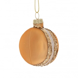 Χριστουγεννιάτικο Macaron Κρεμαστό Γυάλινο Χρυσό 5,5x5x6,5εκ. iliadis 87439