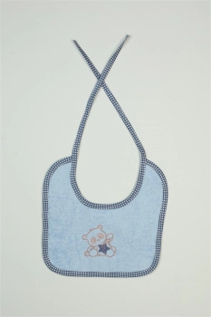 Σαλιάρα Βαμβακερή Με Κέντημα Star Bear 151 25x25εκ. Σιέλ DimCol