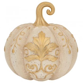Διακοσμητική Κολοκύθα Polyresin Εκρού-Χρυσή 28x28x28εκ. iliadis 90708