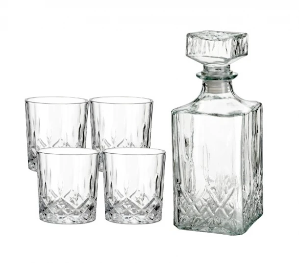 Σετ Καράφα Με 4 Ποτήρια Γυάλινο Διάφανο 950ml-200mlJaqin Homla 163784