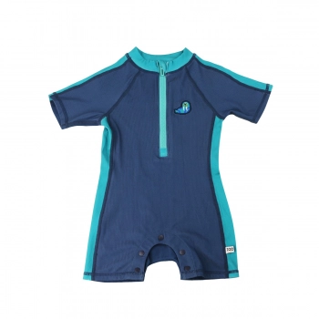 Ολόσωμο Μαγιό Κοντομάνικο Surf Suit 12-24μηνών Walrus Dark Blue Zoocchini ZOO12803