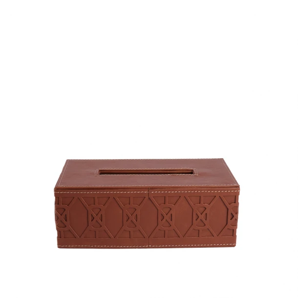 Θήκη Για Χαρτομάντηλα Δερματίνη Καφέ 24x13x8,5εκ. ESPIEL FER106