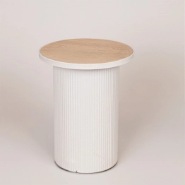 Τραπεζάκι Βοηθητικό Μεταλλικό-Ξύλινο Λευκό-Natural 36x36x46εκ. ESTHETI 810-00092