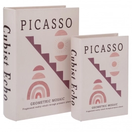 Κουτί-Βιβλίο Σετ 2τμχ Ξύλινο Σομόν Picasso 19x7x27εκ.-14x6x20εκ. iliadis 92946