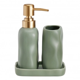 Σετ Μπάνιου 3τμχ Stoneware Green 5635U MRShome 0093003