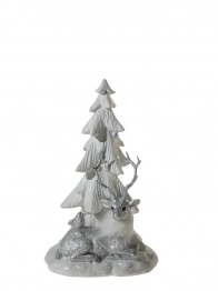 Χριστουγεννιάτικο Διακοσμητικό Δέντρο Με Τάρανδο Polyester Λευκό-Ασημί 12,5x12x20εκ. Zen Collection 25.42.51974