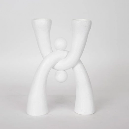 Κηροπήγιο Polyresin Λευκό 19x6,5x25,5εκ. ESTHETI 752-26015