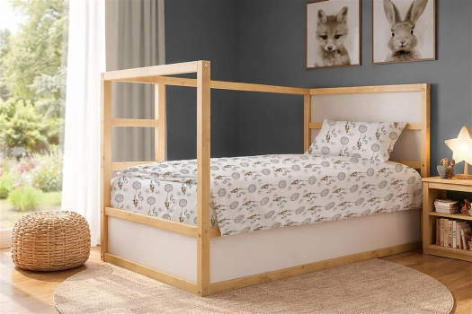 Σετ Σεντόνια 2τμχ Βαμβακερά Μονά 160x240εκ. Floating Bunny 715 Grey Dimcol