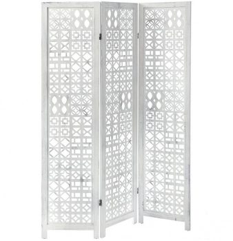 Παραβάν 3 Φυλλο Ξύλινο Λευκό 3x(40x170εκ.) Με Σκάλισμα iliadis 80852