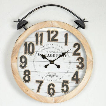 Ρολόι Τοίχου Ξύλινο-Μεταλλικό Natural-Λευκό-Μαύρο 50x6x60εκ. ESTHETI 753-13038