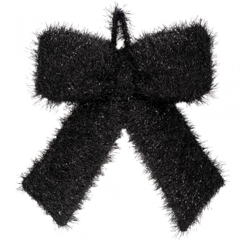 Χριστουγεννιάτικος Διακοσμητικός Φιόγκος Κρεμαστός Χνουδωτός Μαύρος 33x40εκ. iliadis 91720