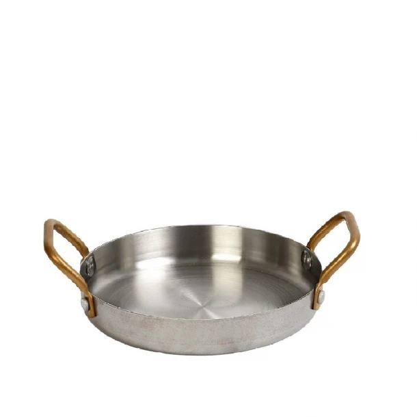 Σκεύος Σερβιρίσματος-Σαγανάκι Ανοξείδωτο 18/10 Με Λαβές Shiny Silver ESPIEL 21x16x3εκ./500ml FEV306