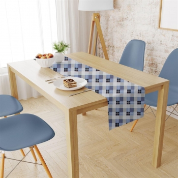 Runner Αλέκιαστο Polycotton 40x180εκ. Checkered 468 Blue DimCol