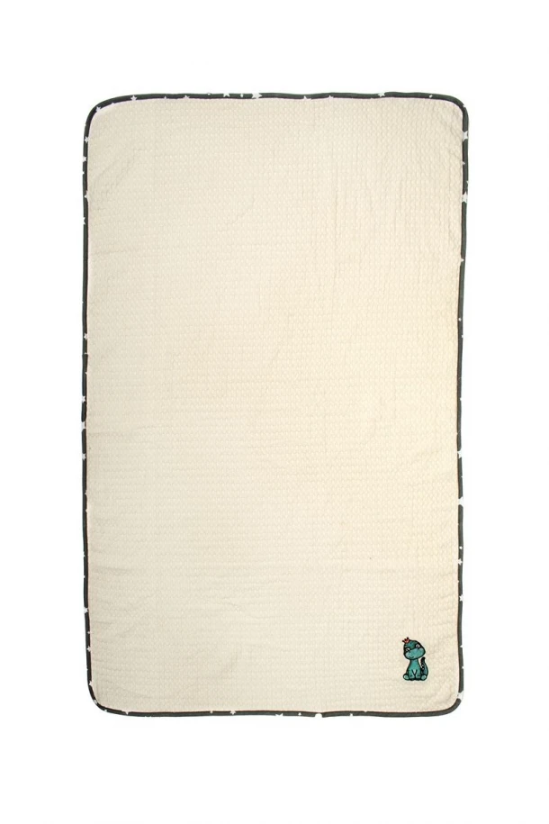 Κουβέρτα Πικέ Λίκνου 80x110εκ. Με Κέντημα Dinosaur 181 Ecru-Grey DimCol
