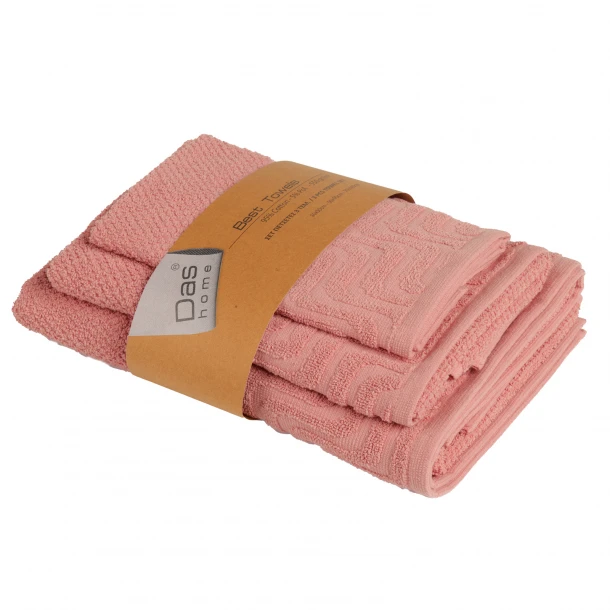 Σετ Πετσέτες 3τμχ Polycotton Best 0883 Pink Das Home