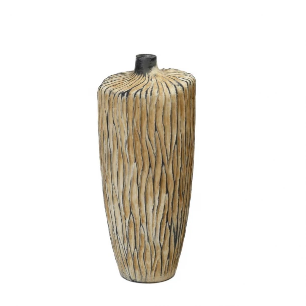 Βάζο Κεραμικό Μπεζ ESPIEL 13x13x26εκ. TAS245