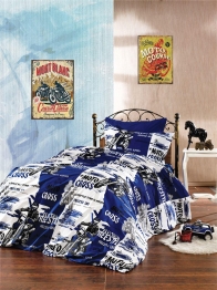 Σετ Σεντόνια Polycotton Μονά 160x240εκ. Motocross 289 Blue DimCol