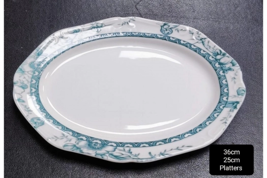 Πιατέλα Σερβιρίσματος Πορσελάνης 36εκ. Tiffany Green Oriana Ferelli PR24324G06