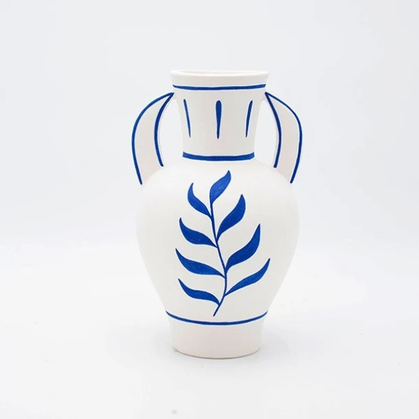 Βάζο Πορσελάνης Λευκό-Μπλε 15,2x14,5x21,3εκ. ESTHETI 819-00225