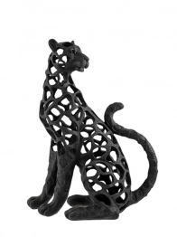 Διακοσμητική Επιτραπέζια Polyester Διάτρητη Λεοπάρδαλη Μαύρη 26x11,7x33,3εκ. Zen Collection 26.4.52744