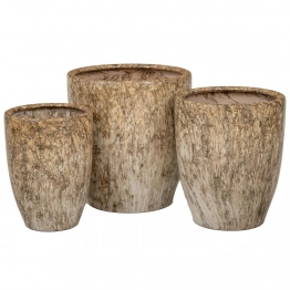 Κασπώ Σετ 3τμχ Κεραμικό Κρεμ-Καφέ 40x43εκ.-33x39εκ.-26x35εκ. iliadis 89219