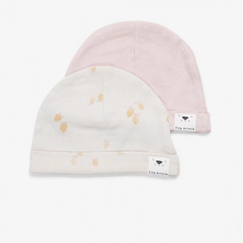 Σετ 2τμχ Σκουφάκι Βαμβακερό 0-3 Μηνών Newborn Hats Pink-Lemon Minene 221300040600M