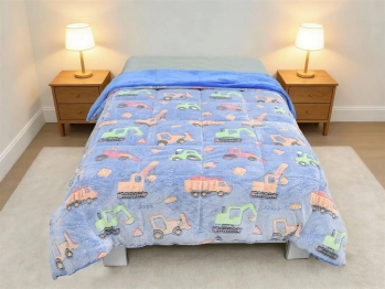 Κουβερτοπάπλωμα Φωσφοριζέ Fleece Μονό 175x225εκ. Bulldozer Blue DimCol