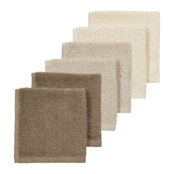 Σετ 6τμχ Λαβέτα Βαμβακερή 30x30εκ. Natural-Soft Sand-Taupe Meyco MEY-167.000.DB.02E