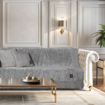 Ριχτάρι Velvet-Faux Fur Τριθέσιος 180x300εκ. Premium 3970 Grey Greenwich Polo Club