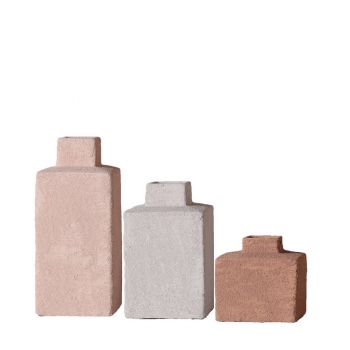 Σετ 3τμχ Βάζο Κεραμικό Ροζ-Γκρι-Κεραμιδί ESPIEL 22,3εκ./16εκ./10εκ. TOF263