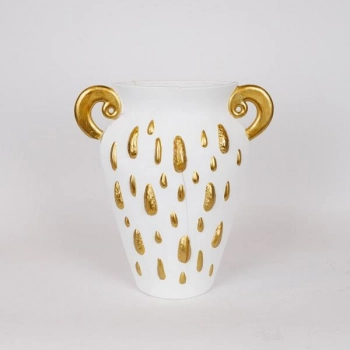 Βάζο Κεραμικό Λευκό-Χρυσό 33,5x15,2x37,5εκ. ESTHETI 819-00366