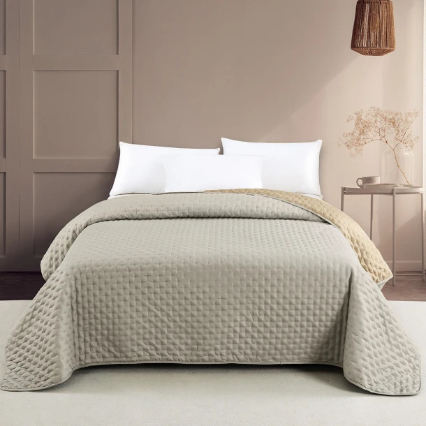 Κουβερλί 2 Όψεων Microfiber Μονό 160x240εκ. Renzo Grey-Beige Melinen 20005653