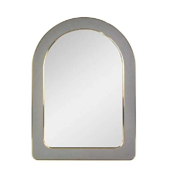 Καθρέπτης Τοίχου Βελούδινος Γκρι-Χρυσός 70x50εκ. ESPIEL ECO605