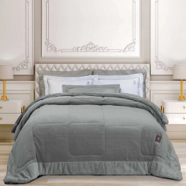 Κουβερτοπάπλωμα Velvet-Faux Fur King 240x250εκ. Premium 3967 Grey Greenwich Polo Club