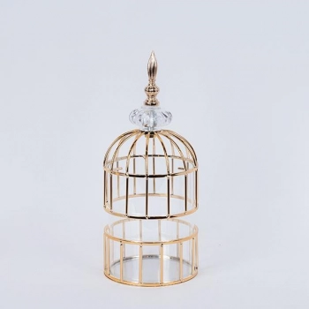 Φανάρι Κλουβί Μεταλλικό Χρυσό 13x32εκ. ESTHETI 752-10032