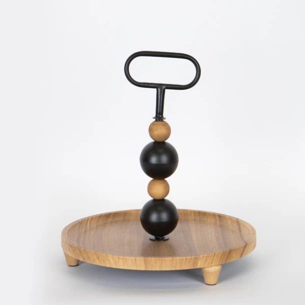 Ορντερβιέρα Ξύλινη-Μεταλλική Natural-Μαύρη 30x30x32,5εκ. ESTHETI 754-11011