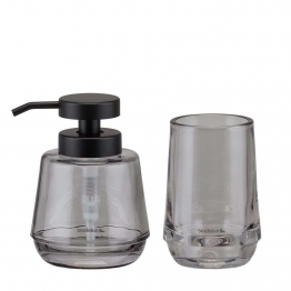 Σετ Ντισπένσερ Με Ποτηροθήκη Γυάλινο 380ml Mood Grey Sealskin 800053