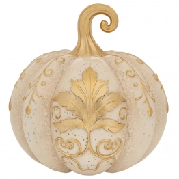 Διακοσμητική Κολοκύθα Polyresin Εκρού-Χρυσή 28x28x28εκ. iliadis 90708